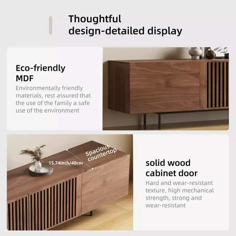 Meuble TV moderne mi-siècle Luck Live de 70,87 pouces, meuble de divertissement couleur noyer pour salon ou chambre à coucher
