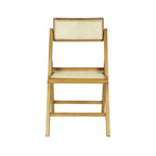 Olivier Mid-Century Vintage Wood Rattan Folding Chair with Adjustable Back, (Set of 2) by JONATHAN Y