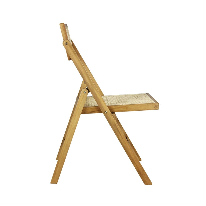 Olivier Mid-Century Vintage Wood Rattan Folding Chair with Adjustable Back, (Set of 2) by JONATHAN Y