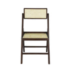 Olivier Mid-Century Vintage Wood Rattan Folding Chair with Adjustable Back, (Set of 2) by JONATHAN Y