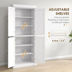 72.5 Kitchen Pantry Storage Cabinet, Freestanding Kitchen Cupboard with 4 Doors and Adjustable Shelves for Dining Room, MDF