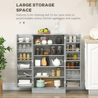 72.5 Kitchen Pantry Storage Cabinet, Freestanding Kitchen Cupboard with 4 Doors and Adjustable Shelves for Dining Room, MDF