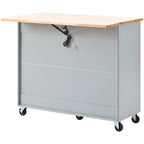 LED Wood 44.03 in. Kitchen Island with Flip Doors Sliding Glass Doors