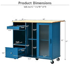 LED Wood 44.03 in. Kitchen Island with Flip Doors Sliding Glass Doors