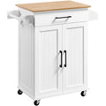 Yaheetech Rolling Kitchen Car with Towel Rack,Drawer, 2 Doors