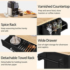 Yaheetech Rolling Kitchen Car with Towel Rack,Drawer, 2 Doors