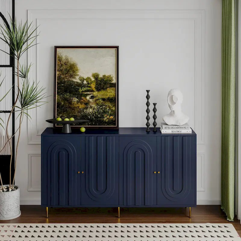 Meuble de rangement moderne en bois à 4 portes pour salon