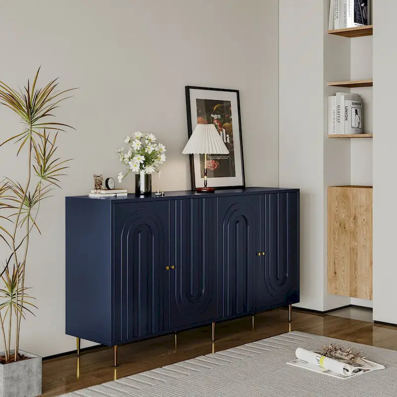 Meuble de rangement moderne en bois à 4 portes pour salon