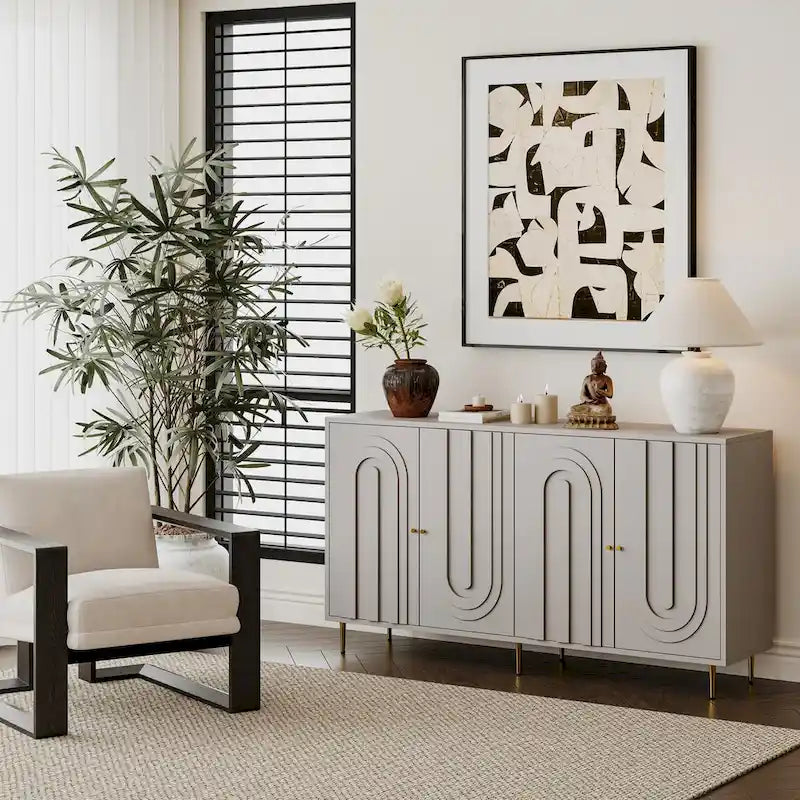 Meuble de rangement moderne en bois à 4 portes pour salon
