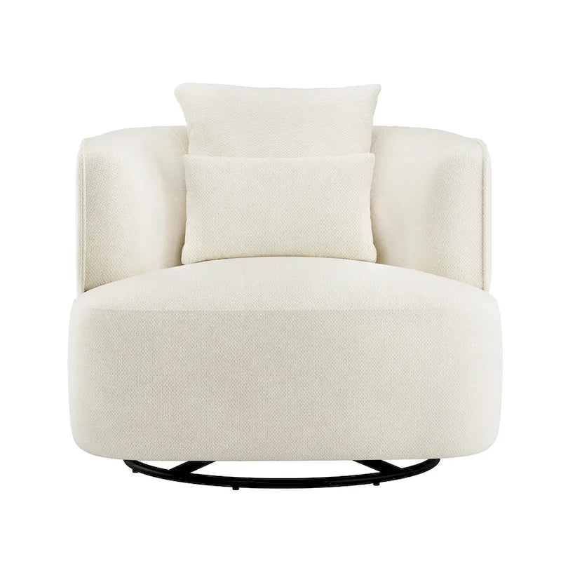 LUE BONA Swivel Accent Armchair Fabric Blend, Modern Upholstered Barrel Chair Living Room Sofa Chair