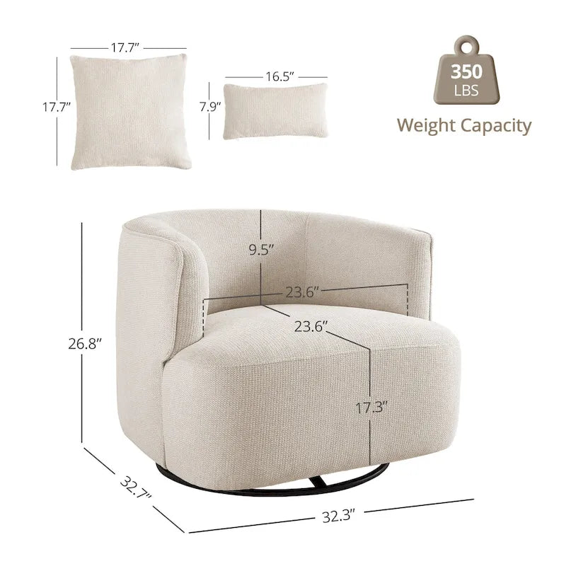 LUE BONA Swivel Accent Armchair Fabric Blend, Modern Upholstered Barrel Chair Living Room Sofa Chair