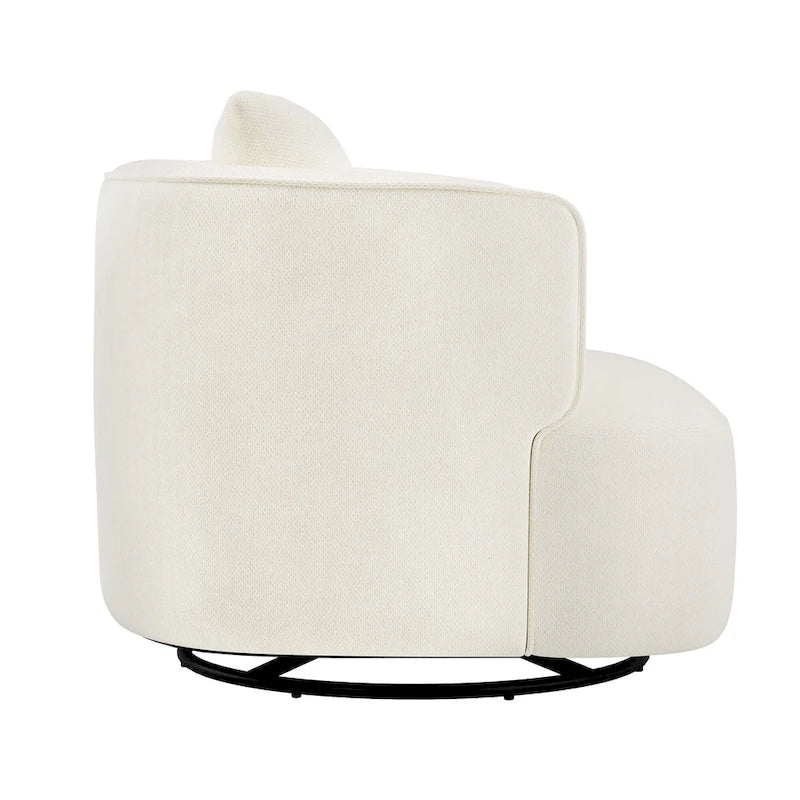 LUE BONA Swivel Accent Armchair Fabric Blend, Modern Upholstered Barrel Chair Living Room Sofa Chair