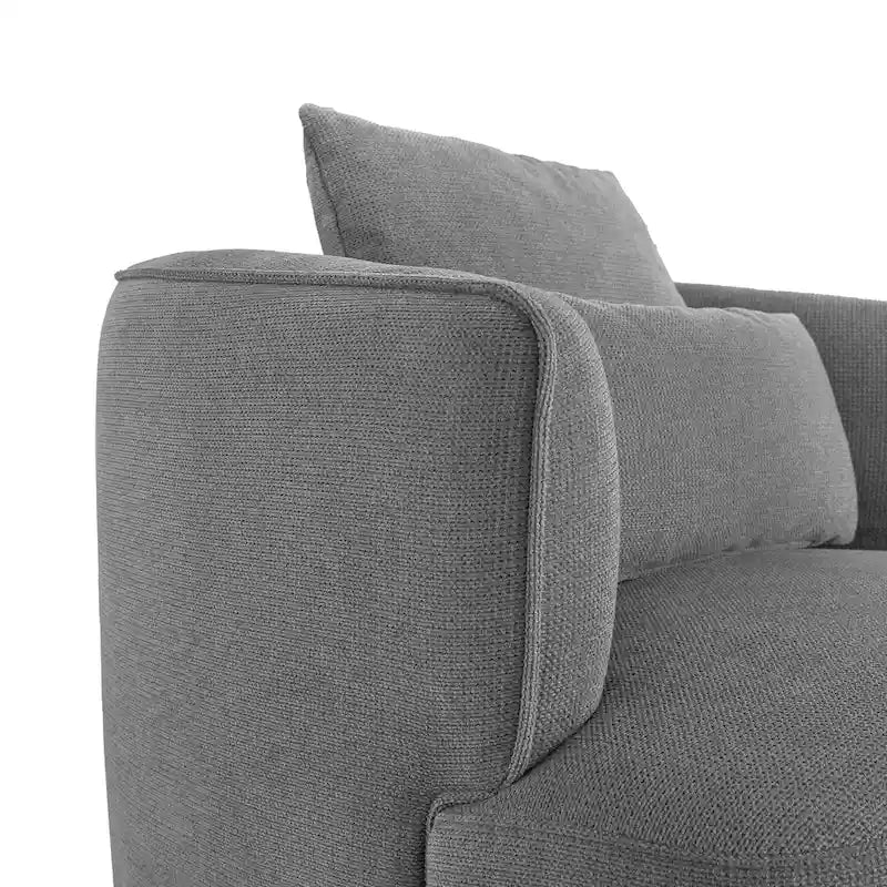 LUE BONA Swivel Accent Armchair Fabric Blend, Modern Upholstered Barrel Chair Living Room Sofa Chair