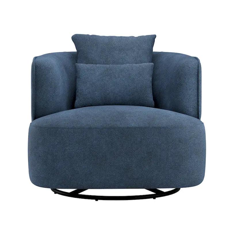 LUE BONA Swivel Accent Armchair Fabric Blend, Modern Upholstered Barrel Chair Living Room Sofa Chair
