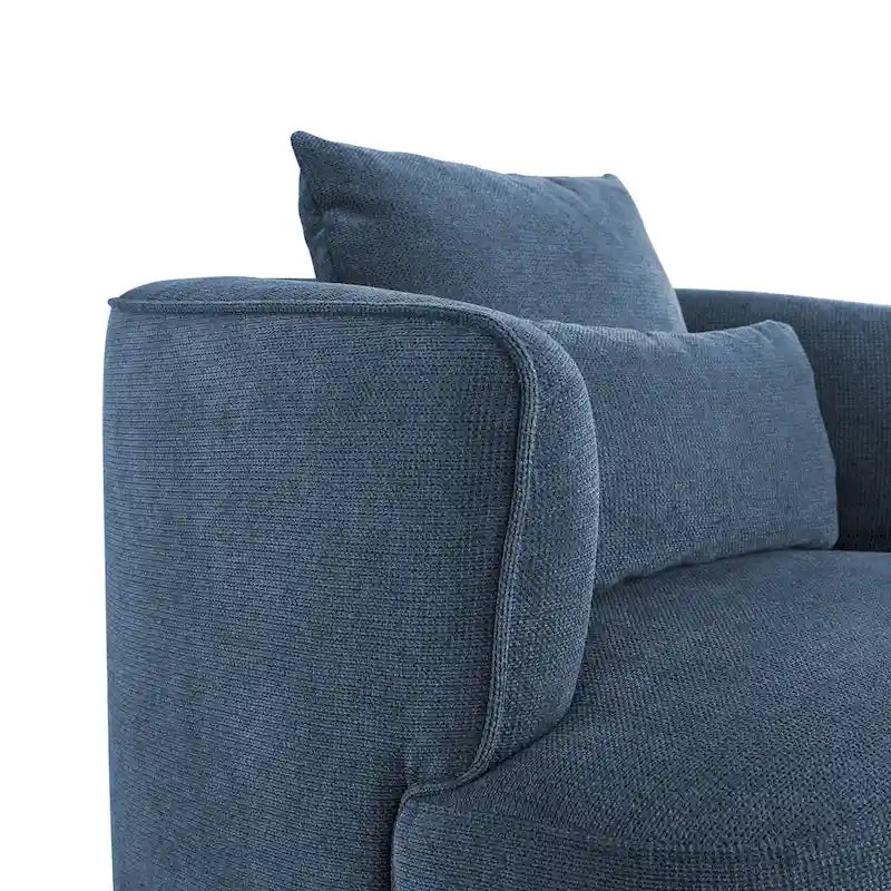 LUE BONA Swivel Accent Armchair Fabric Blend, Modern Upholstered Barrel Chair Living Room Sofa Chair
