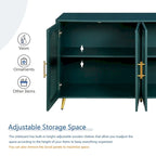 Wood Tv Stand With Storage Cabinet & Adjustable Shelves