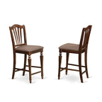 East West Furniture Ensemble 5 pièces hauteur comptoir - une table carrée et 4 chaises, Acajou (Option de type de siège)