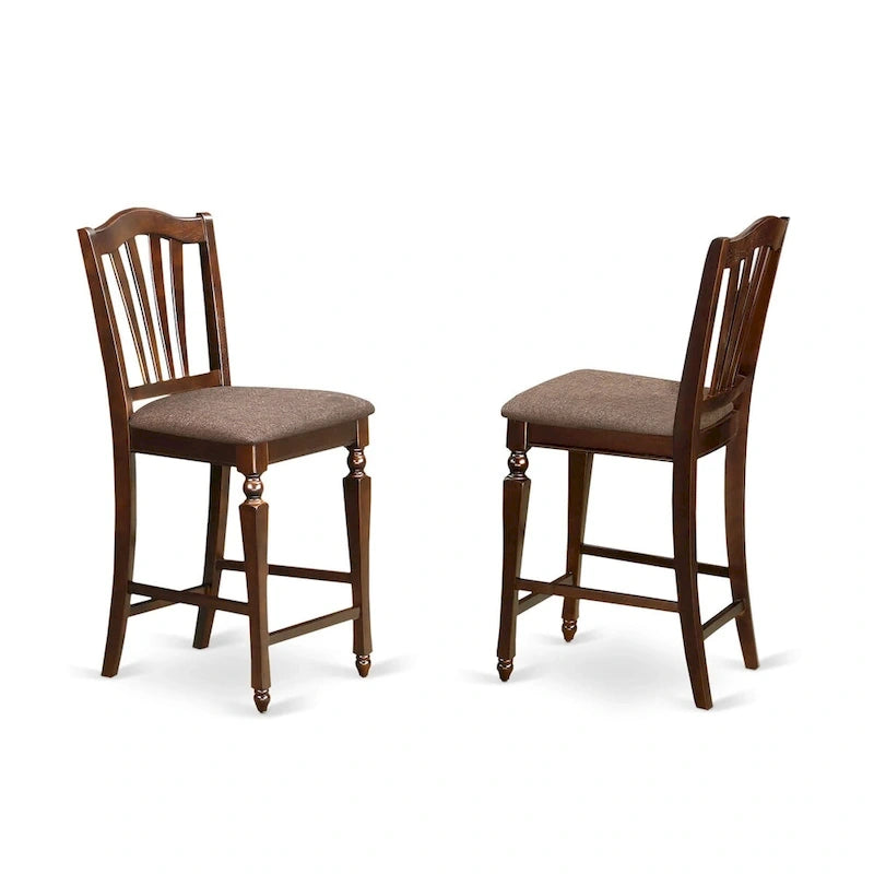 East West Furniture Ensemble 5 pièces hauteur comptoir - une table carrée et 4 chaises, Acajou (Option de type de siège)