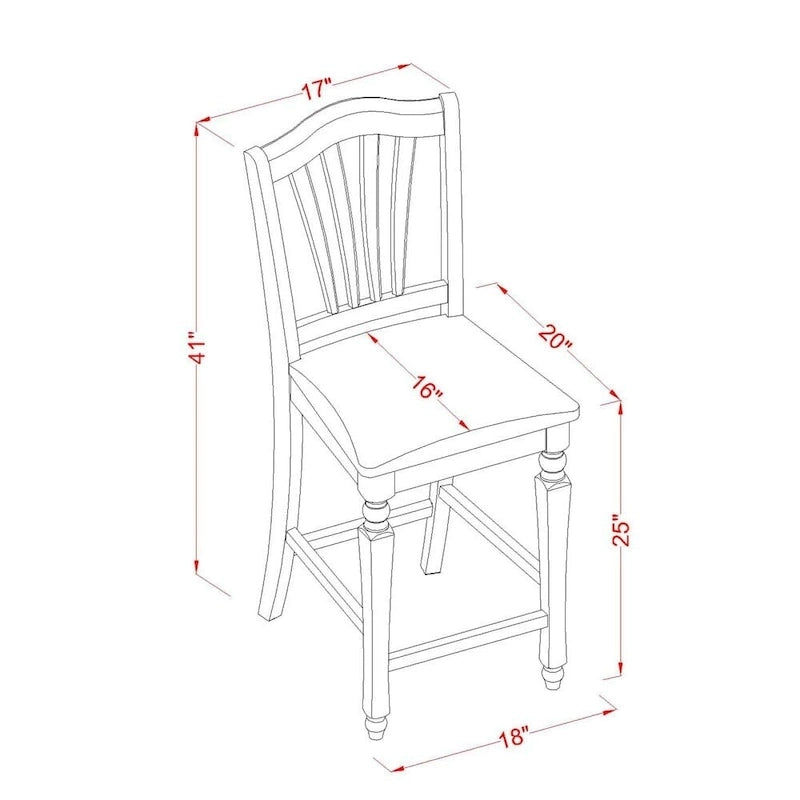 East West Furniture Ensemble 5 pièces hauteur comptoir - une table carrée et 4 chaises, Acajou (Option de type de siège)