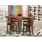 East West Furniture Ensemble 5 pièces hauteur comptoir - une table carrée et 4 chaises, Acajou (Option de type de siège)