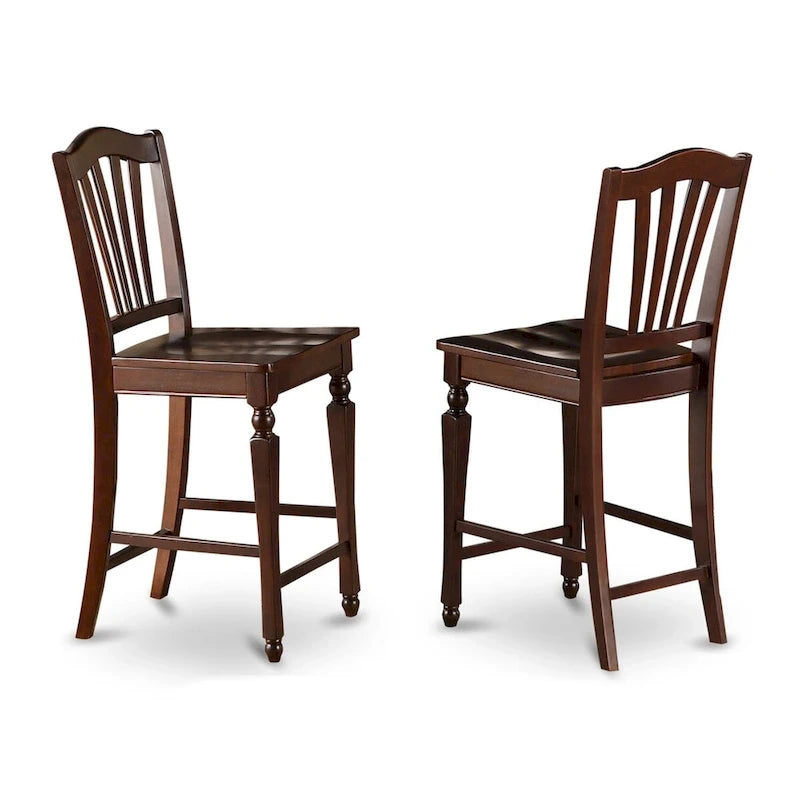 East West Furniture Ensemble 5 pièces hauteur comptoir - une table carrée et 4 chaises, Acajou (Option de type de siège)