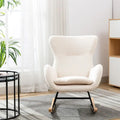 Fauteuil à bascule en tissu rembourré avec dossier haut et accoudoirs