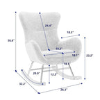 Fauteuil à bascule en tissu rembourré avec dossier haut et accoudoirs