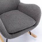 Fauteuil à bascule en tissu rembourré avec dossier haut et accoudoirs