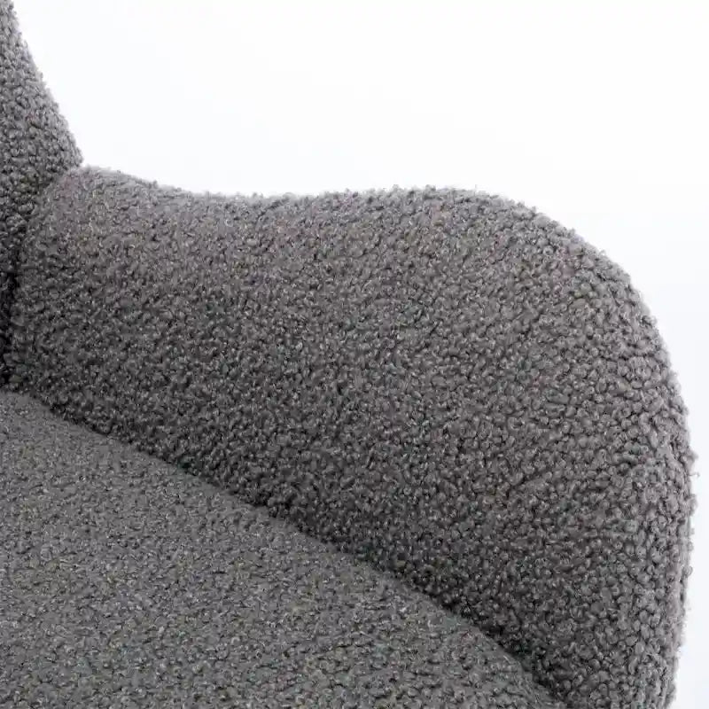Fauteuil à bascule en tissu rembourré avec dossier haut et accoudoirs