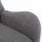 Fauteuil à bascule en tissu rembourré avec dossier haut et accoudoirs