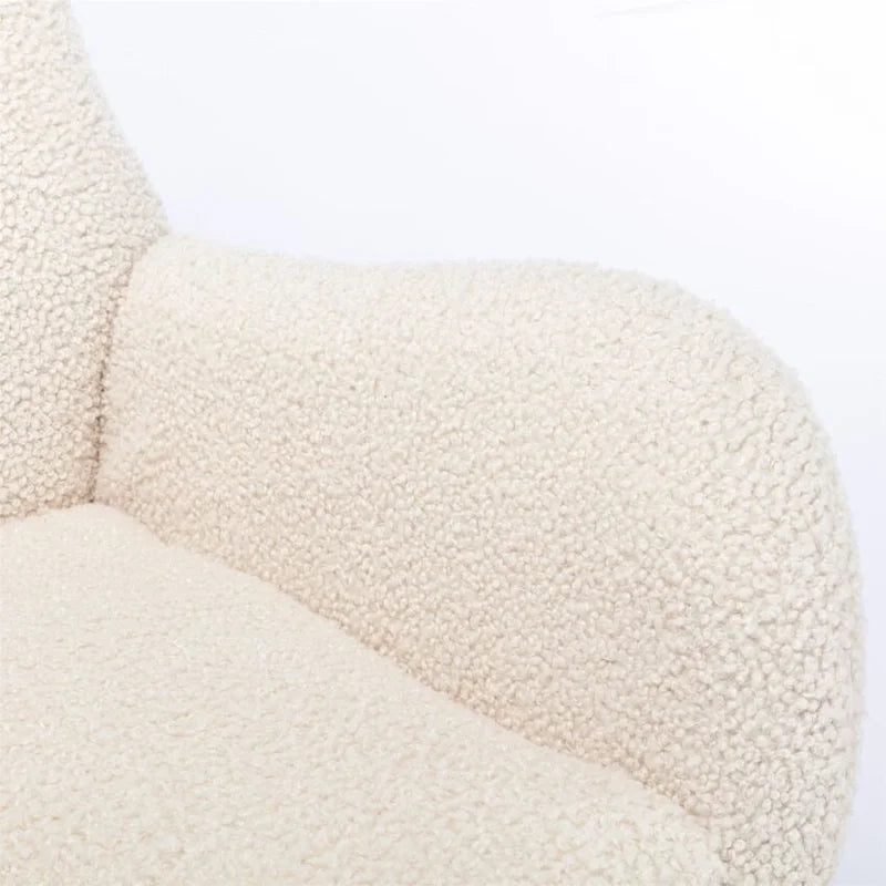 Fauteuil à bascule en tissu rembourré avec dossier haut et accoudoirs
