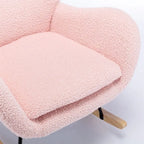 Fauteuil à bascule en tissu rembourré avec dossier haut et accoudoirs