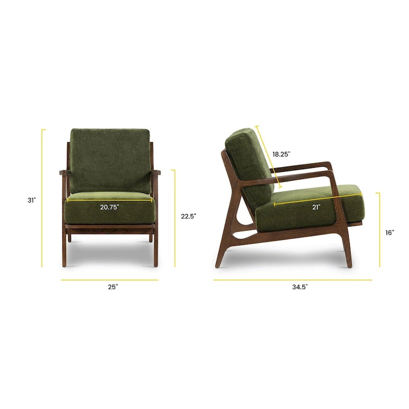 Fauteuil Verity 25 en tissu Poly & Bark - Piètement en bois massif
