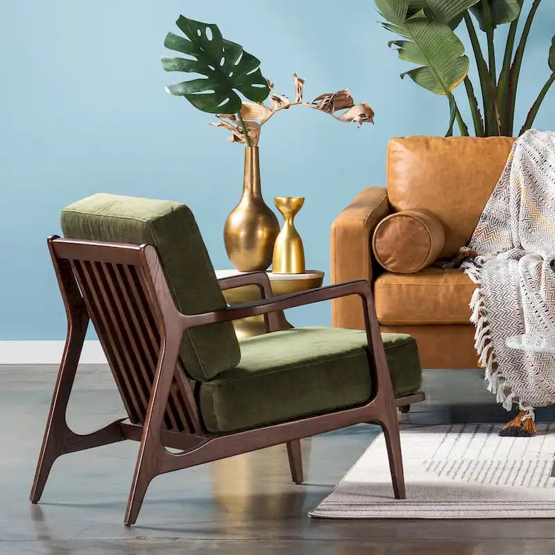 Fauteuil Verity 25 en tissu Poly & Bark - Piètement en bois massif