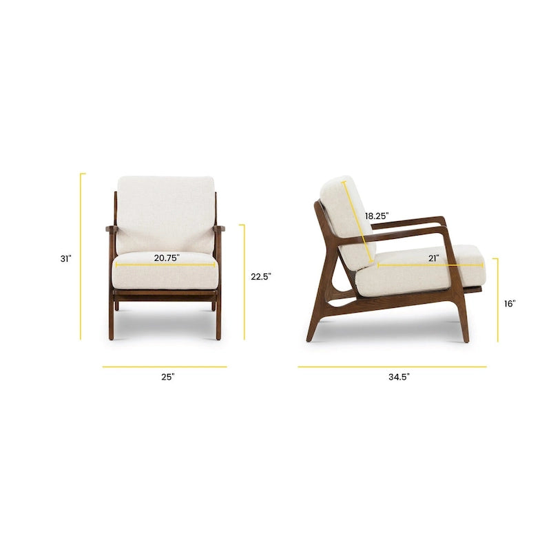Fauteuil Verity 25 en tissu Poly & Bark - Piètement en bois massif