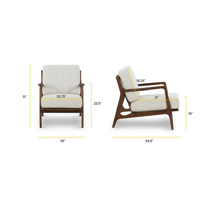Fauteuil Verity 25 en tissu Poly & Bark - Piètement en bois massif