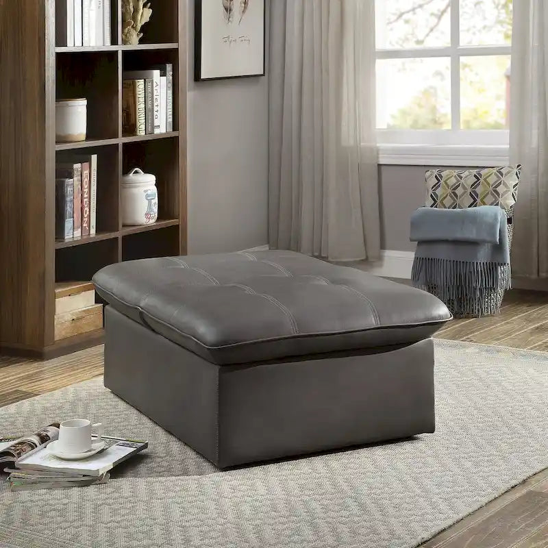 Kathleen Contemporary Faux Leather Tufted Adjustable Accent Chair by Porch & Den