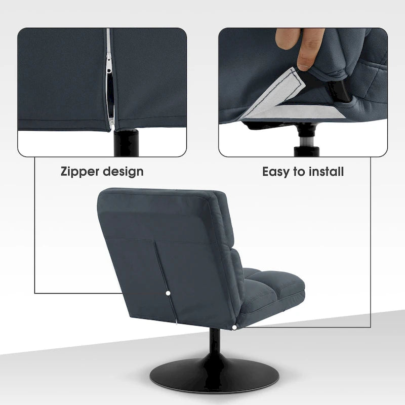 MCombo Swivel Accent Chairs, Modern Leisure Chairs for Living Room, Upholstered Armless Chair, Leathaire Fabric 4380