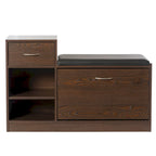 Wooden Entryway Shoe Storage Bench with Cushion