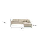 HomeRoots Canapé d'angle deux pièces en cuir italien inclinable beige – 117
