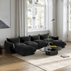 Canapé d'angle en U 130, Sectionnel modulaire minimaliste en chenille 6 places avec ottoman de méridienne réversible
