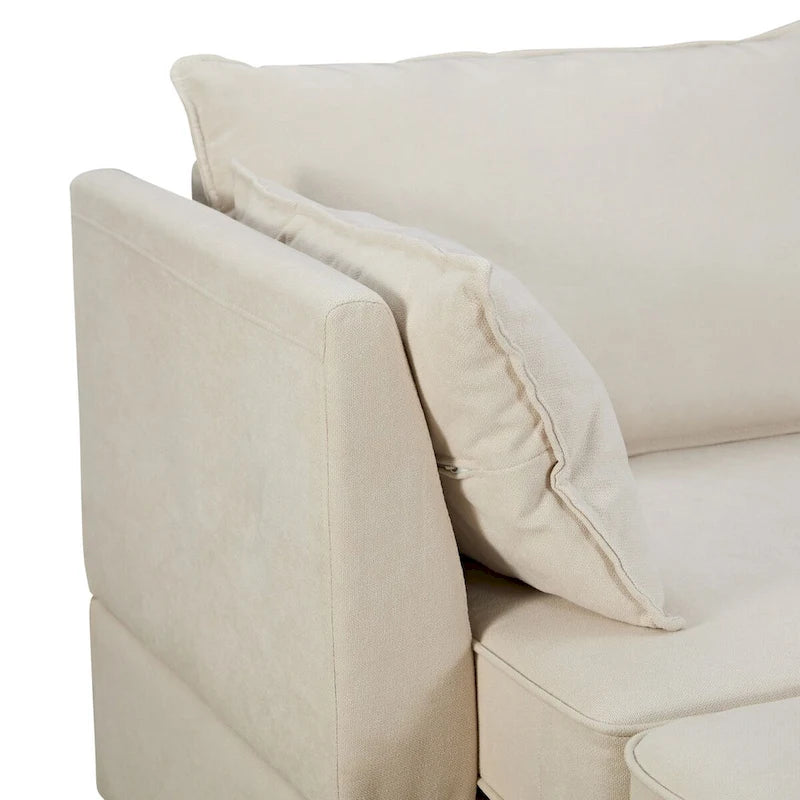 Canapé d'angle modulable moderne en U, convertible avec méridienne réversible pour salon, siège de rangement, 6 pièces