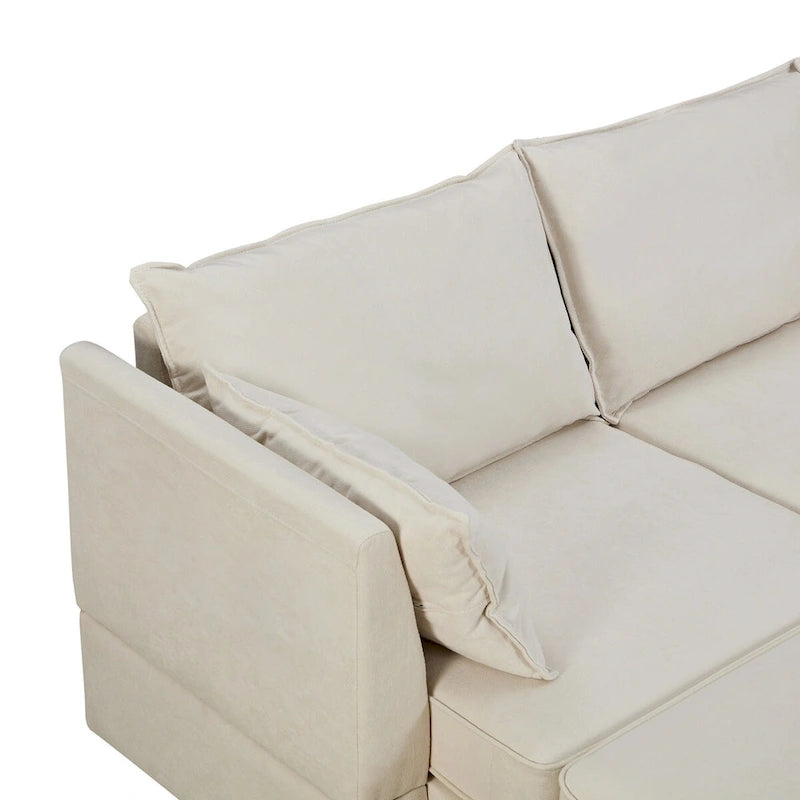 Canapé d'angle modulable moderne en U, convertible avec méridienne réversible pour salon, siège de rangement, 6 pièces