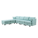 Canapé d'angle modulable moderne en U, convertible avec méridienne réversible pour salon, siège de rangement, 6 pièces