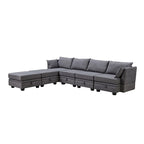 Canapé d'angle modulable moderne en U, convertible avec méridienne réversible pour salon, siège de rangement, 6 pièces