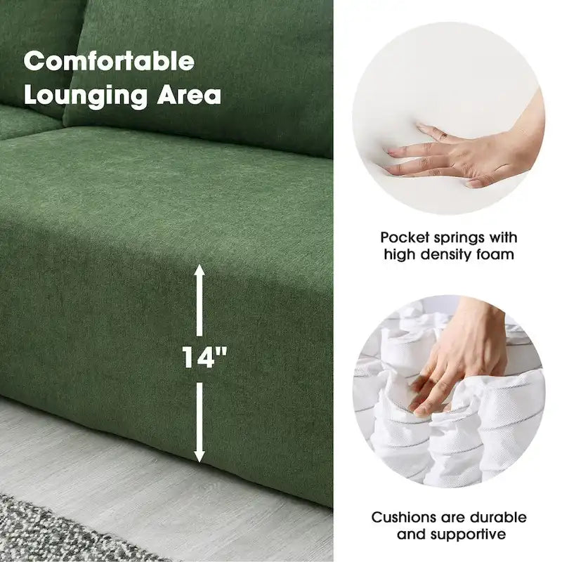 109*68 L-Shape Modular Sectional Living Room Sofa Set Couch Upholstered Sleeper Sofa Free Combination