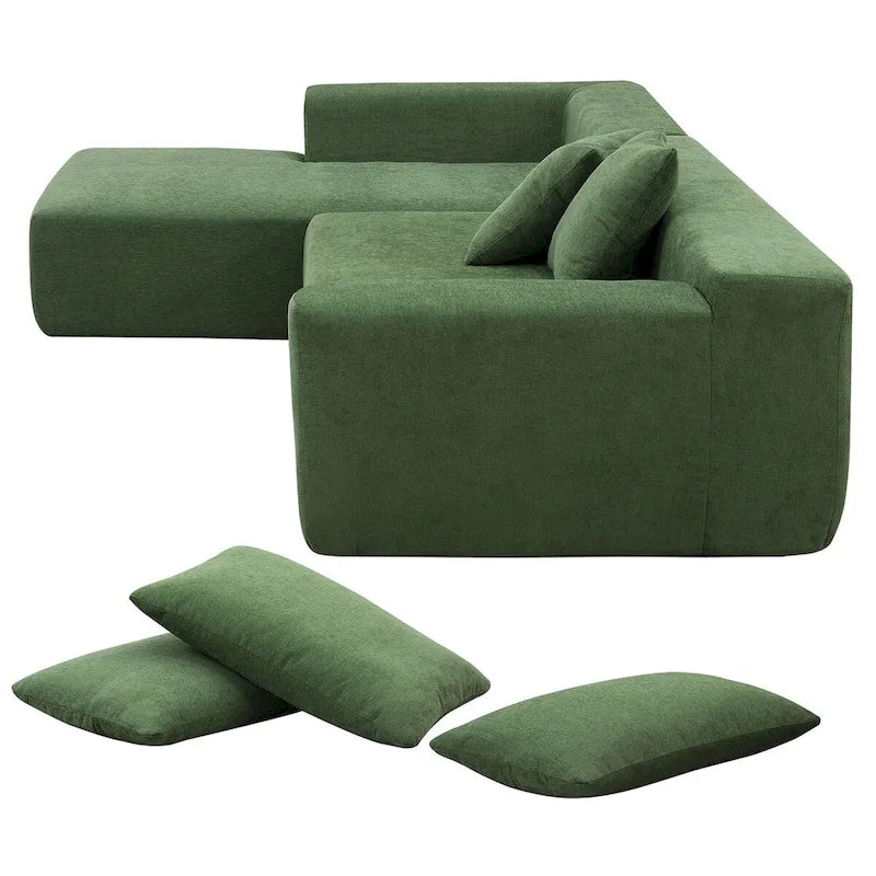 109*68 L-Shape Modular Sectional Living Room Sofa Set Couch Upholstered Sleeper Sofa Free Combination