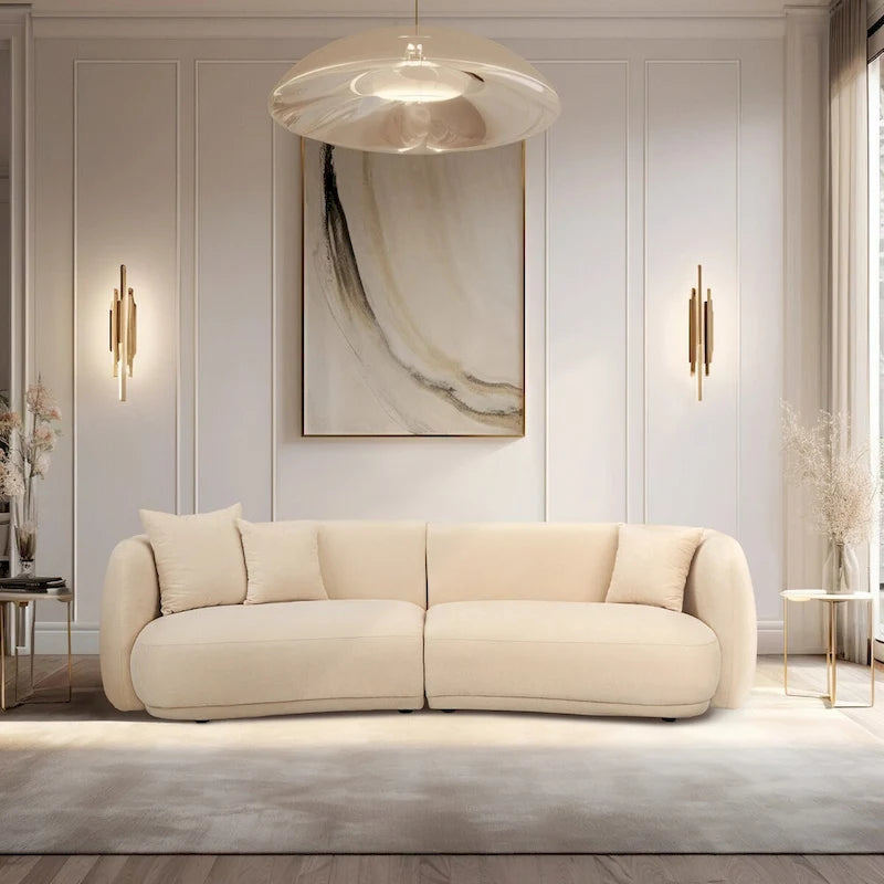 Sagebrook Home Neutral Modern 4 Seat Rectangle Curved Sofa - 117 x 49 x 31