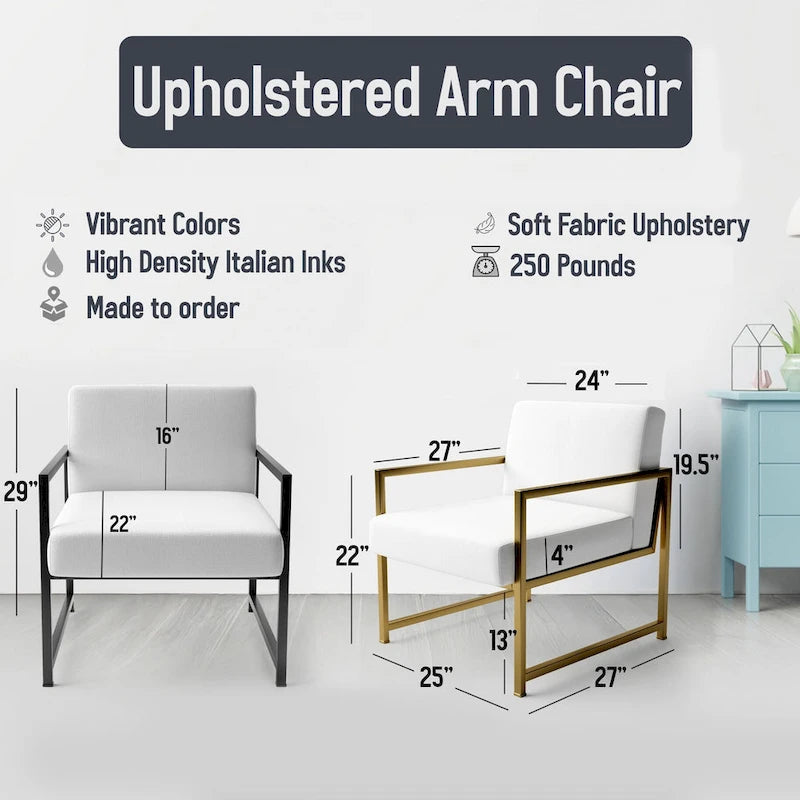Designart Pastel Abstract With Blue Black & Gold Spots III Upholstered Fractals Accent Chair and Modern Arm Chair