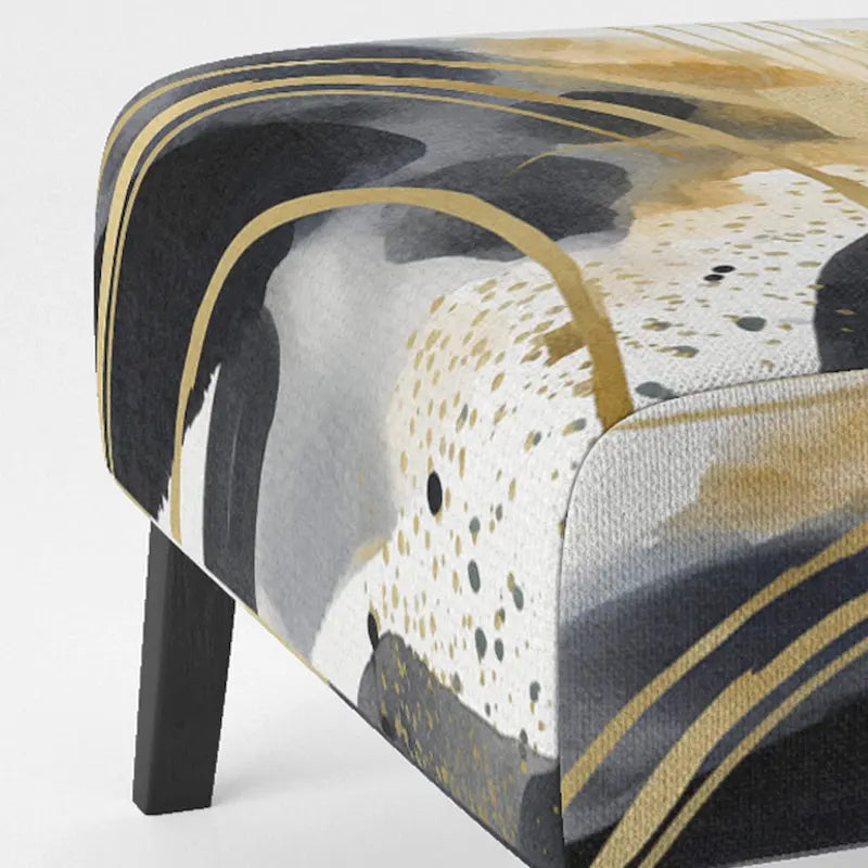 Designart Pastel Abstract With Blue Black & Gold Spots III Upholstered Fractals Accent Chair and Modern Arm Chair